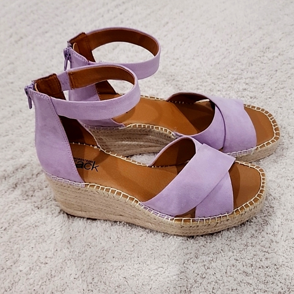 NORDSTROM RACK Caroline Platform Wedge Sandal In Purple Lavender Size 7.5